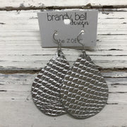 ZOEY (3 sizes available!) -  Leather Earrings  || METALLIC SILVER COBRA