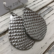 ZOEY (3 sizes available!) -  Leather Earrings  || METALLIC SILVER COBRA