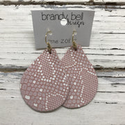 ZOEY (3 sizes available!) -  Leather Earrings  || PINK WITH WHITE