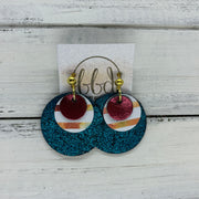 GRAY - Leather Earrings  ||    <BR> METALLIC CRANBERRY SMOOTH, <BR> WATERCOLOR STRIPE,  <BR> SHIMMER TEAL