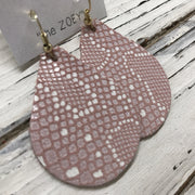 ZOEY (3 sizes available!) -  Leather Earrings  || PINK WITH WHITE