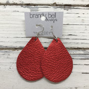 ZOEY (3 sizes available!) -  Leather Earrings  || METALLIC BRIGHT RED TEXTURE