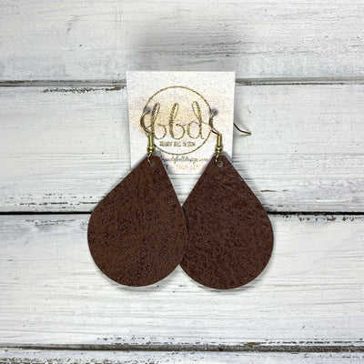 ZOEY (3 sizes available!) -  Leather Earrings  ||  <BR>  MATTE DARK BROWN  (FAUX LEATHER)