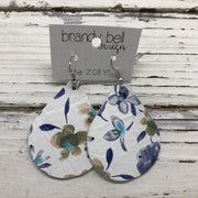 ZOEY (3 sizes available!) -  Leather Earrings  || MINI FLORAL ON WHITE