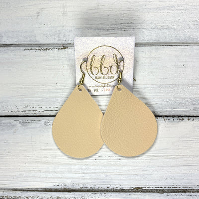 ZOEY (3 sizes available!) -  Leather Earrings  ||  <BR>  MATTE IVORY  (FAUX LEATHER)