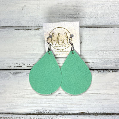 ZOEY (3 sizes available!) -  Leather Earrings  ||  <BR>  MATTE MINT  (FAUX LEATHER)