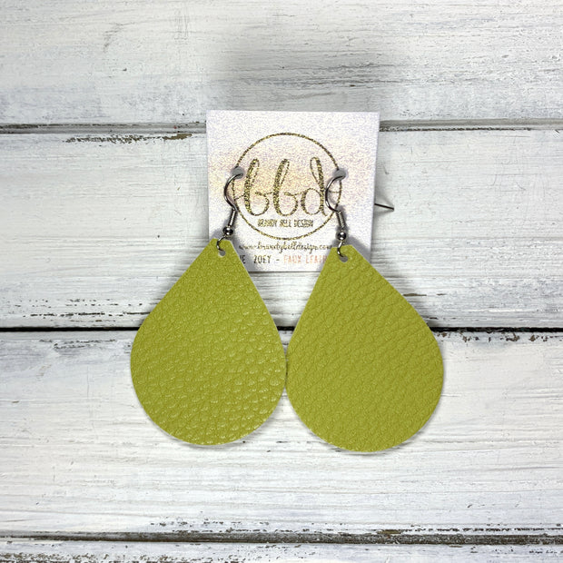 ZOEY (3 sizes available!) -  Leather Earrings  ||  <BR>  MATTE CHARTREUSE   (FAUX LEATHER)