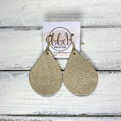 ZOEY (3 sizes available!) -  Leather Earrings  ||  <BR>  LIGHT GOLD (FAUX LEATHER)