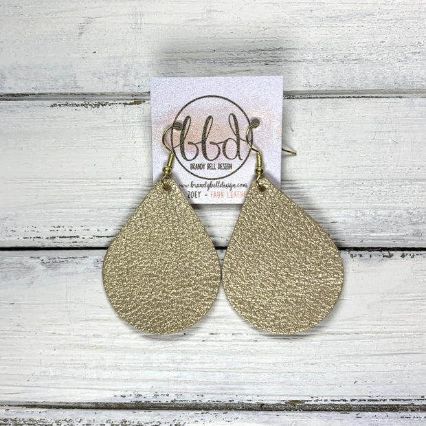 ZOEY (3 sizes available!) -  Leather Earrings  ||  <BR>  LIGHT GOLD (FAUX LEATHER)