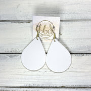 ZOEY (3 sizes available!) -  Leather Earrings  ||  <BR>  MATTE WHITE (FAUX LEATHER)