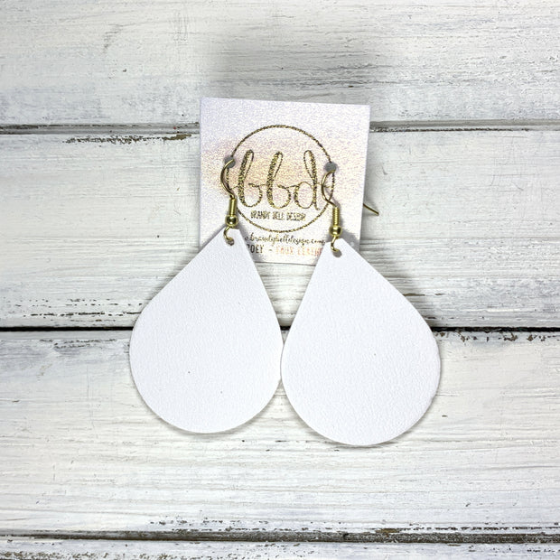 ZOEY (3 sizes available!) -  Leather Earrings  ||  <BR>  MATTE WHITE (FAUX LEATHER)