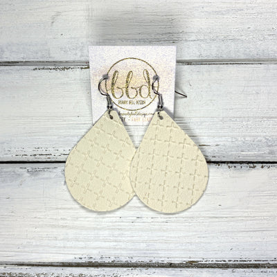 ZOEY (3 sizes available!) -  Leather Earrings  ||  <BR>  IVORY CROSSES (FAUX LEATHER)