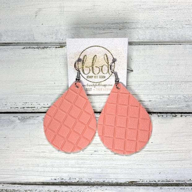 ZOEY (3 sizes available!) -  Leather Earrings  ||  <BR>  CORAL DIAMONDS (FAUX LEATHER)