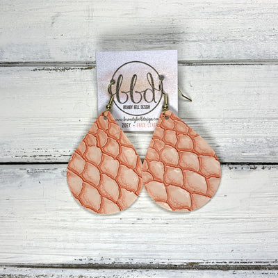 ZOEY (3 sizes available!) -  Leather Earrings  ||  <BR>  PEACH GATOR TEXTURE (FAUX LEATHER)