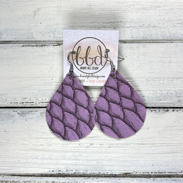 ZOEY (3 sizes available!) -  Leather Earrings  ||  <BR>  LILAC GATOR TEXTURE (FAUX LEATHER)