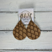 ZOEY (3 sizes available!) -  Leather Earrings  ||  <BR>  TAN GATOR TEXTURE (FAUX LEATHER)