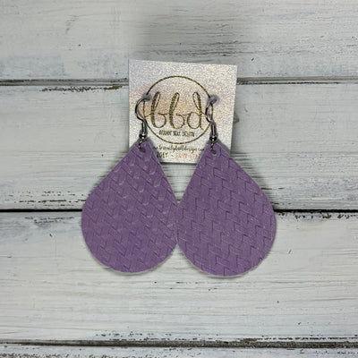 ZOEY (3 sizes available!) -  Leather Earrings  ||  <BR>  LILAC FRENCH BRAID (FAUX LEATHER)