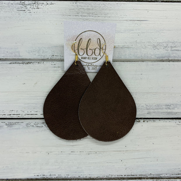 ZOEY (3 sizes available!) - Leather Earrings  || PEARLIZED BROWN