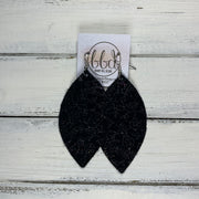 MAISY - Leather Earrings  ||  <BR>  IRIDESCENT HUMMINGBIRD FLORAL ON BLACK