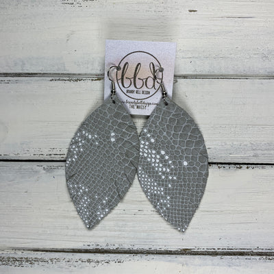 MAISY - Leather Earrings  ||  <BR>  GRAY & WHITE SNAKE PRINT