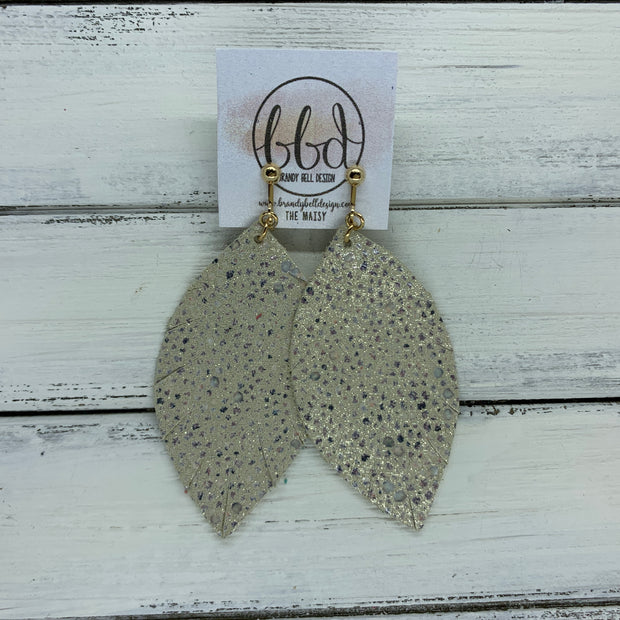 MAISY - Leather Earrings  ||  <BR> IVORY STINGRAY