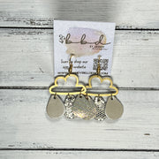 SUEDE + STEEL *Limited Edition* || Leather Earrings || BRASS CLOUD WITH LEATHER RAINDROPS  || <BR> METALLIC IVORY