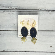 SUEDE + STEEL *Limited Edition* || Leather Earrings || POST WITH BRASS ACCENT  || <BR> *NAVY BLUE ON CORK