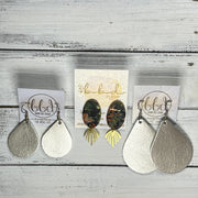 SUEDE + STEEL *Limited Edition* || Leather Earrings || POST WITH BRASS ACCENT  || <BR> BLACK GLITTER ON CORK