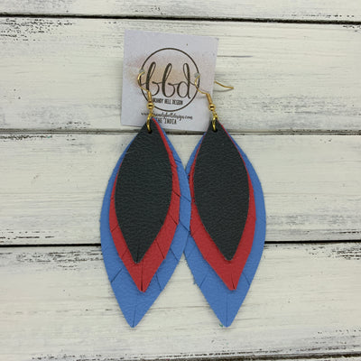 INDIA - Leather Earrings   ||  <BR>  MATTE DARK GRAY,  <BR> MATTE CORAL/PINK,  <BR> MATTE CAROLINA BLUE