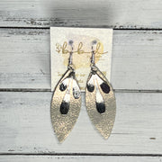 SUEDE + STEEL *Limited Edition* COLLECTION ||  Leather Earrings || SILVER BRASS LEAVES, <BR> SHIMMER ROSE GOLD