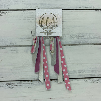 AUDREY - Leather Earrings  ||   MINI PINK FLORAL ON WHITE, SHIMMER ROSE GOLD, MATTE MAUVE, PEARL WHITE, PINK & WHITE POLKADOTS