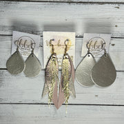 SUEDE + STEEL *Limited Edition* COLLECTION ||  Leather Earrings || GOLD BRASS TASSEL, <BR> SHIMMER ROSE GOLD, <BR> MATTE WHITE, <BR> SHIMMER BLACK