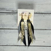 SUEDE + STEEL *Limited Edition* COLLECTION ||  Leather Earrings || GOLD BRASS TASSEL, <BR> CHAMPAGNE NORTHERN LIGHTS, <BR> GOLD DOTS, <BR> METALLIC BLACK SMOOTH