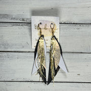 SUEDE + STEEL *Limited Edition* COLLECTION ||  Leather Earrings || GOLD BRASS TASSEL, <BR> SHIMMER ROSE GOLD, <BR> MATTE WHITE, <BR> SHIMMER BLACK