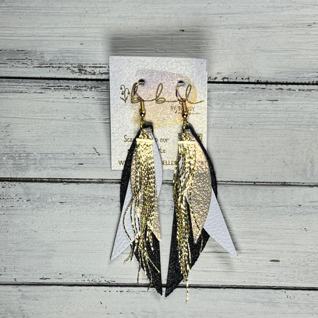 SUEDE + STEEL *Limited Edition* COLLECTION ||  Leather Earrings || GOLD BRASS TASSEL, <BR> SHIMMER ROSE GOLD, <BR> MATTE WHITE, <BR> SHIMMER BLACK