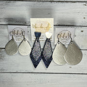 SUEDE + STEEL *Limited Edition* || Leather Earrings || SILVER POST || <BR> CHAMPAGNE PEARL, <BR> MATTE WHITE