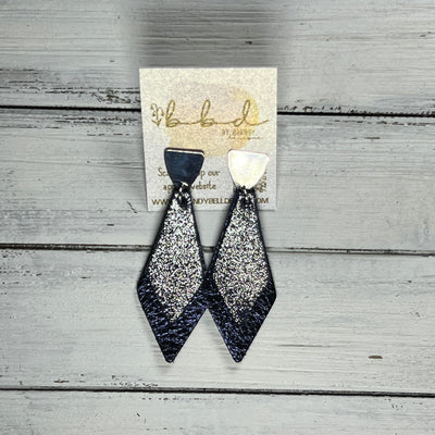 SUEDE + STEEL *Limited Edition* || Leather Earrings || SILVER POST || <BR> SHIMMER NAVY*, <BR> METALLIC NAVY* BLUE