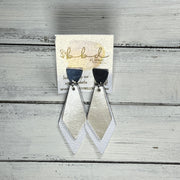 SUEDE + STEEL *Limited Edition* || Leather Earrings || SILVER POST || <BR> CHAMPAGNE PEARL, <BR> MATTE WHITE
