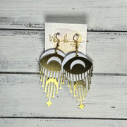 SUEDE + STEEL *Limited Edition* COLLECTION ||  Leather Earrings || GOLD BRASS MOON & STAR, <BR> MATTE WHITE
