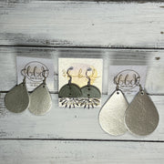 SUEDE + STEEL *Limited Edition* COLLECTION ||  Leather Earrings || SILVER SUNBURST, <BR> SHIMMER PEWTER