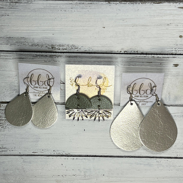 SUEDE + STEEL *Limited Edition* COLLECTION ||  Leather Earrings || SILVER SUNBURST, <BR> COBALT BLUE BRAID