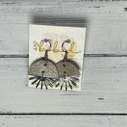 SUEDE + STEEL *Limited Edition* COLLECTION ||  Leather Earrings || SILVER SUNBURST, <BR> SHIMMER CHAMPAGNE