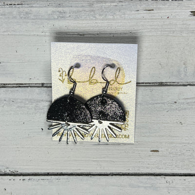 SUEDE + STEEL *Limited Edition* COLLECTION ||  Leather Earrings || SILVER SUNBURST, <BR> SHIMMER PEWTER