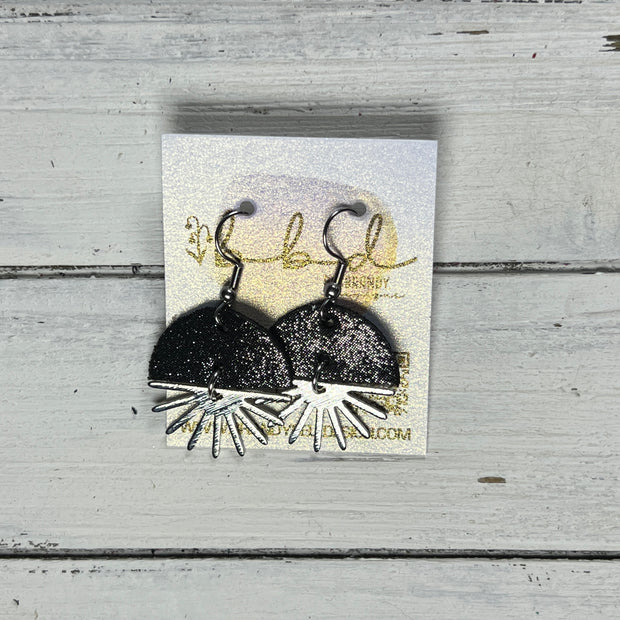 SUEDE + STEEL *Limited Edition* COLLECTION ||  Leather Earrings || SILVER SUNBURST, <BR> SHIMMER PEWTER