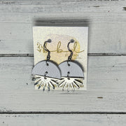 SUEDE + STEEL *Limited Edition* COLLECTION ||  Leather Earrings || SILVER SUNBURST, <BR> MATTE WHITE