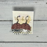 SUEDE + STEEL *Limited Edition* COLLECTION ||  Leather Earrings || SILVER SUNBURST, <BR> SALMON BRAID