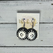 SUEDE + STEEL *Limited Edition* COLLECTION || Leather Earrings ||  <br> SILVER METAL SUN, MOON & STARS || <br> MATTE BLACK