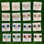 GLITTER CORK STAR STUD - Leather Stud Earrings   ||  *Choose your color