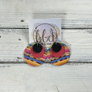 GRAY -  Leather Earrings  ||   <BR> SHIMMER BLACK, <BR> MATTE CORAL/PINK, <BR> SERAPE STRIPE