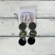 DAISY -  Leather Earrings  ||   <BR> MATTE OLIVE GREEN, <BR> FERN CAMO, <BR> METALLIC BLACK SMOOTH